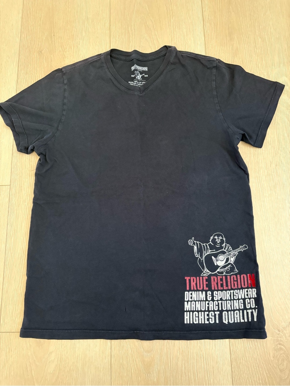 True Religion Black Short-Sleeve Logo Graphic Tee